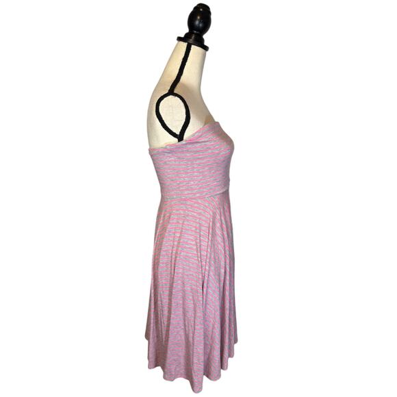 Maurices Gray Pink Striped Strapless Fit & Flare Dress Womens Size Small Stretch - Picture 5 of 7